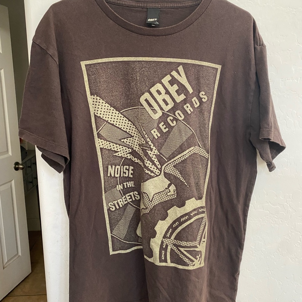 Obey Brown Short Sleeve Graphic Tee